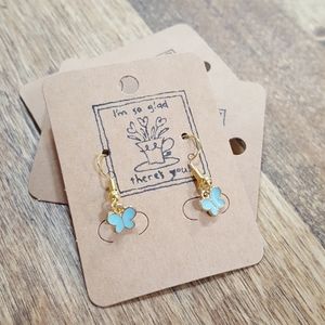 New robins egg  blue enamel butterfly earrings